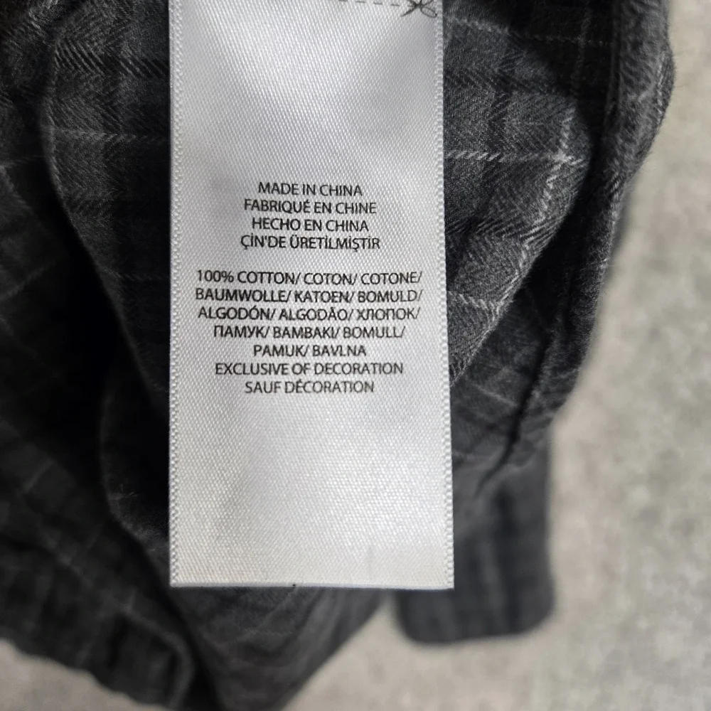 Polo Ralph Lauren Shirt Mens Medium Gray Check Plaid L/S lightweight soft cotton